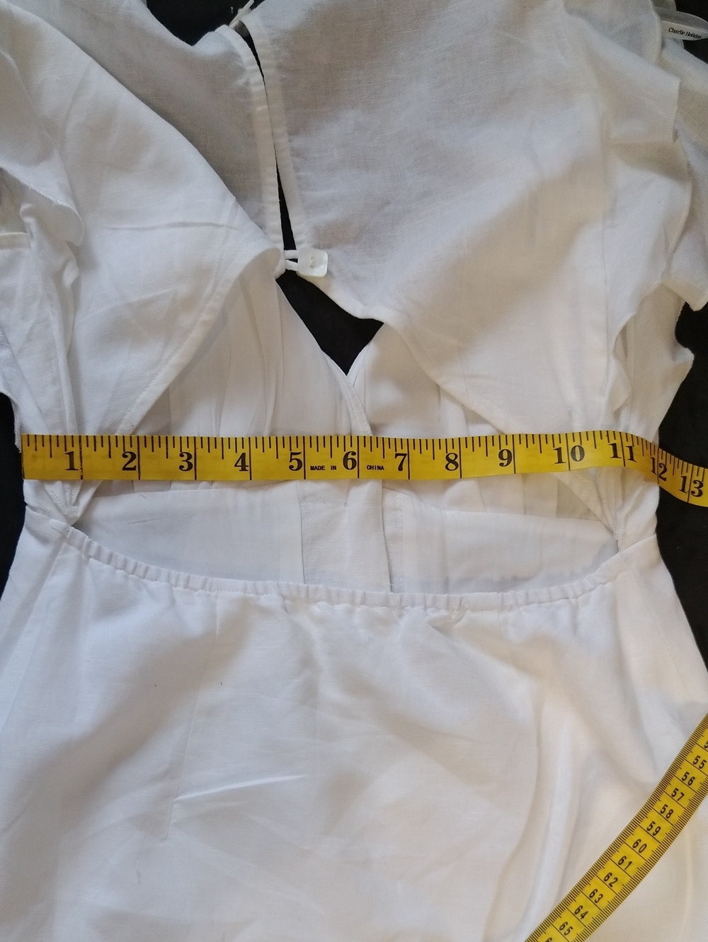 EUC Charlie Holiday White Linen Cotton Button Up Midi Dress Flutter Sleeves XS - Picture 7 of 8